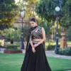 WMN 1467 Black Lehenga Choli with Soft Fendi Fabric Exquisite Embroidery Work USA