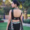 WMN 1467 Black Lehenga Choli with Soft Fendi Fabric Exquisite Embroidery Work USA