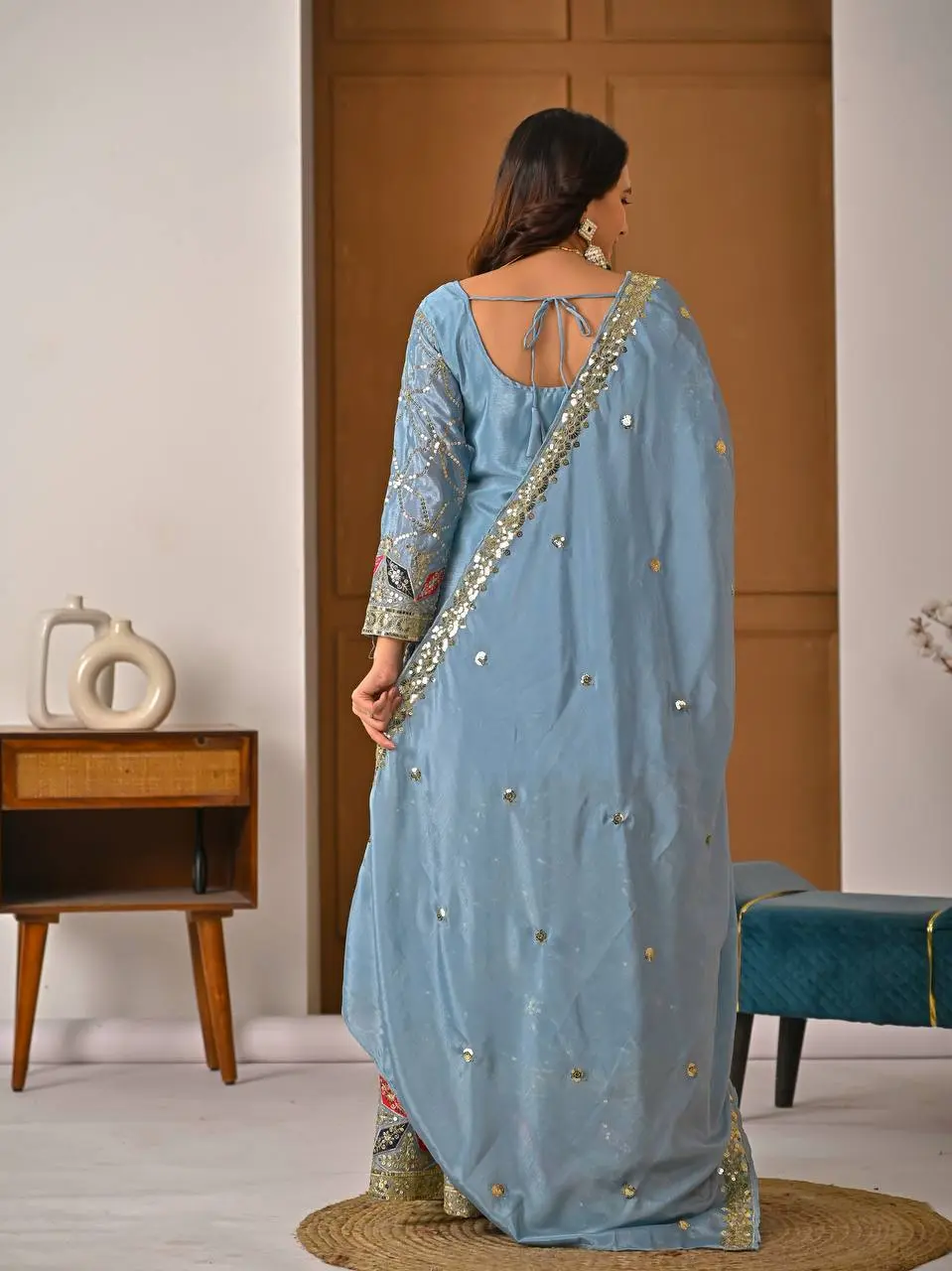 MRD 3092 Chinnon Silk Kurti Sharara Suit Dress Online Usa