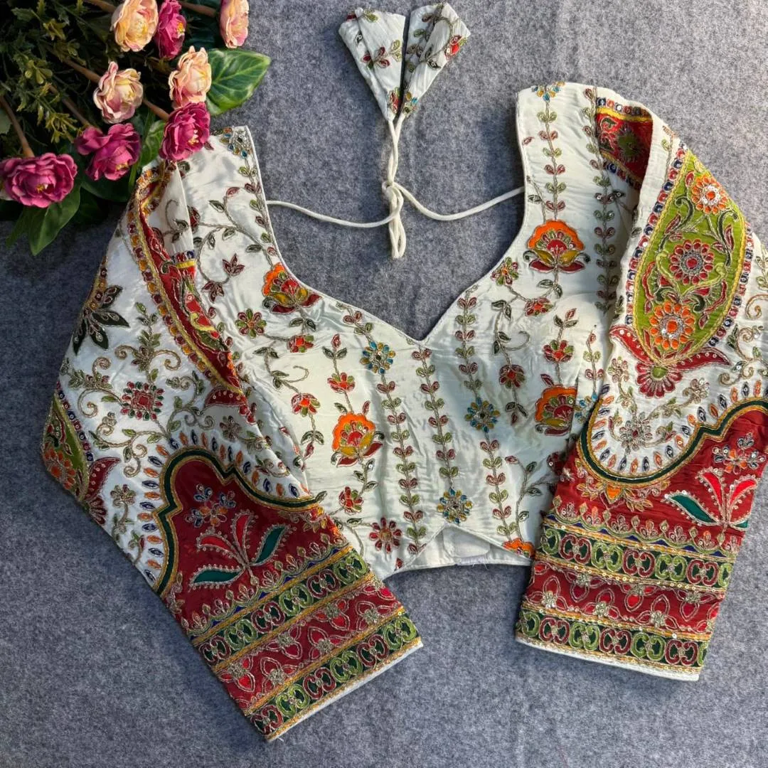 White Soft Crape Silk Readymade Blouse Priyal Sweetheart Online Usa