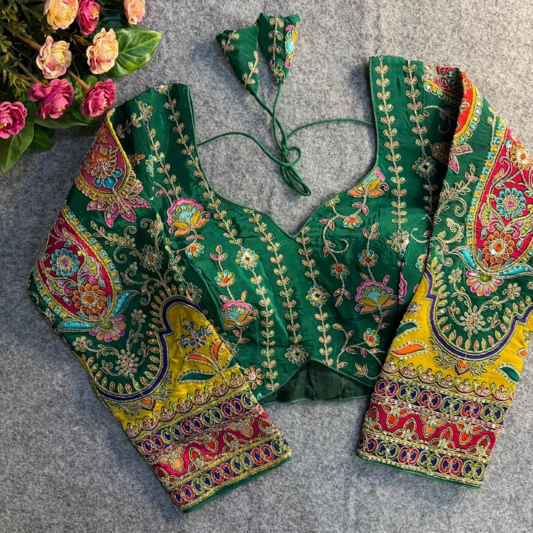 Green Soft Crape Silk Readymade Blouse Priyal Sweetheart Online Usa