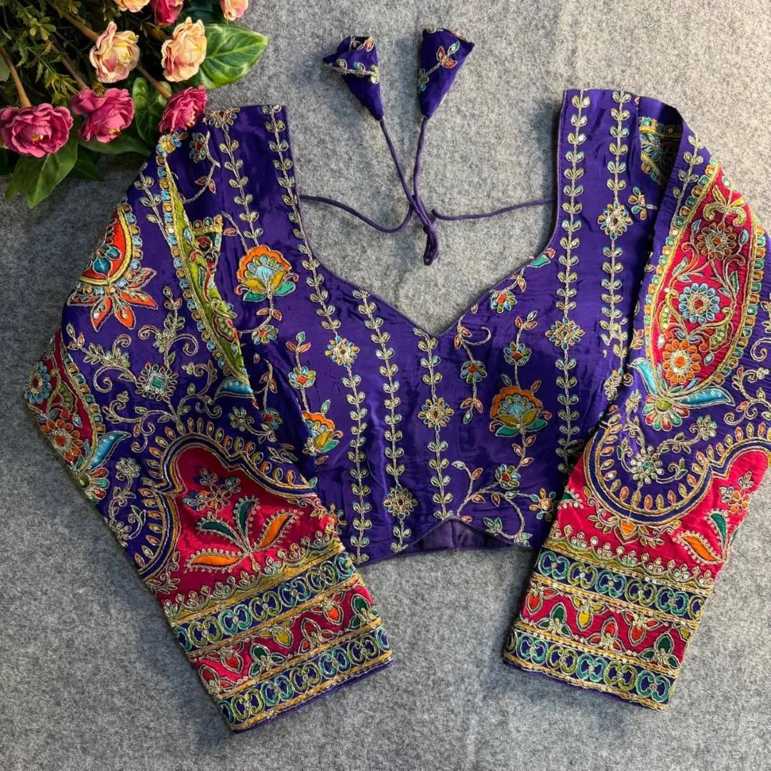 Purple Soft Crape Silk Readymade Blouse Priyal Sweetheart Online Usa