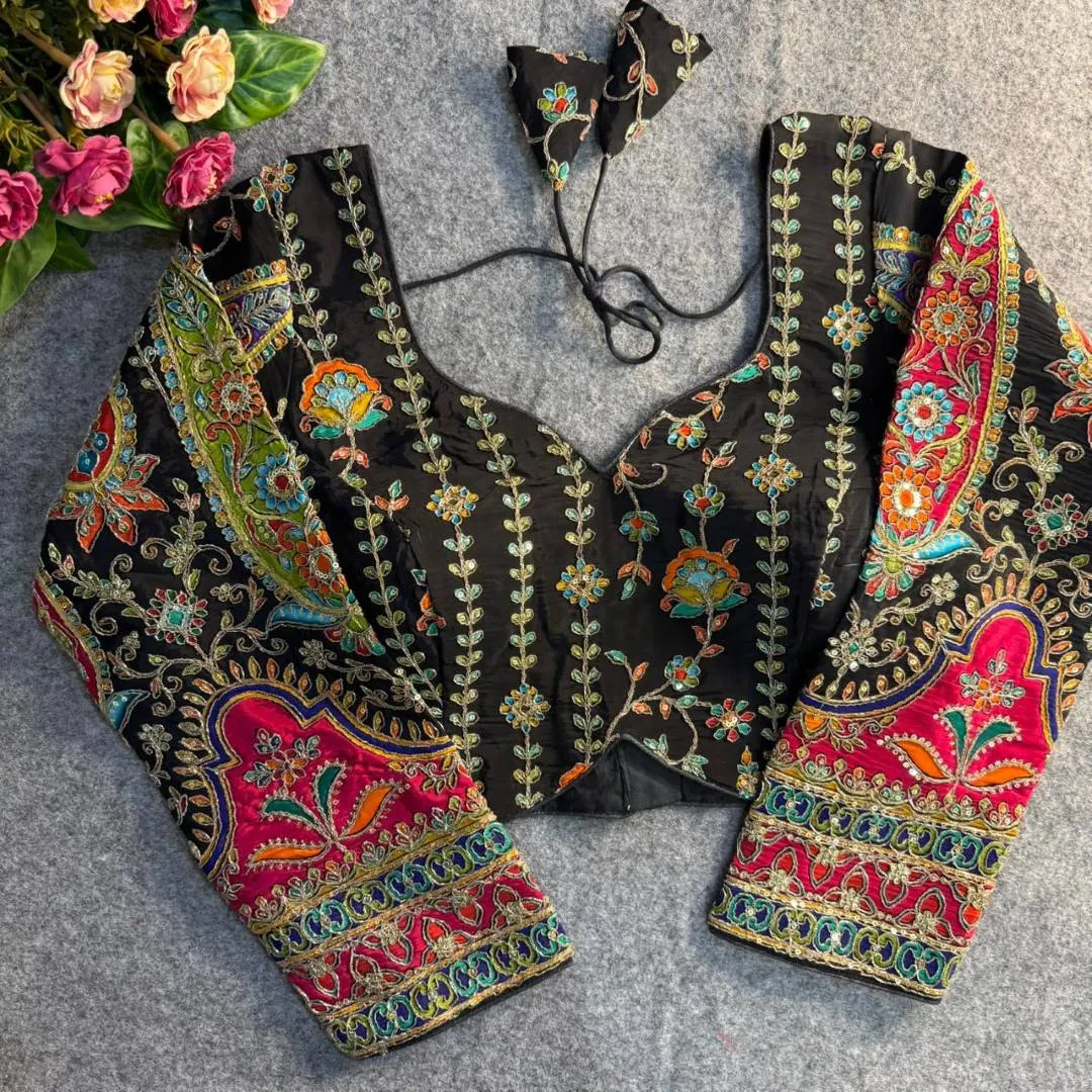 Black Soft Crape Silk Readymade Blouse Priyal Sweetheart Online Usa
