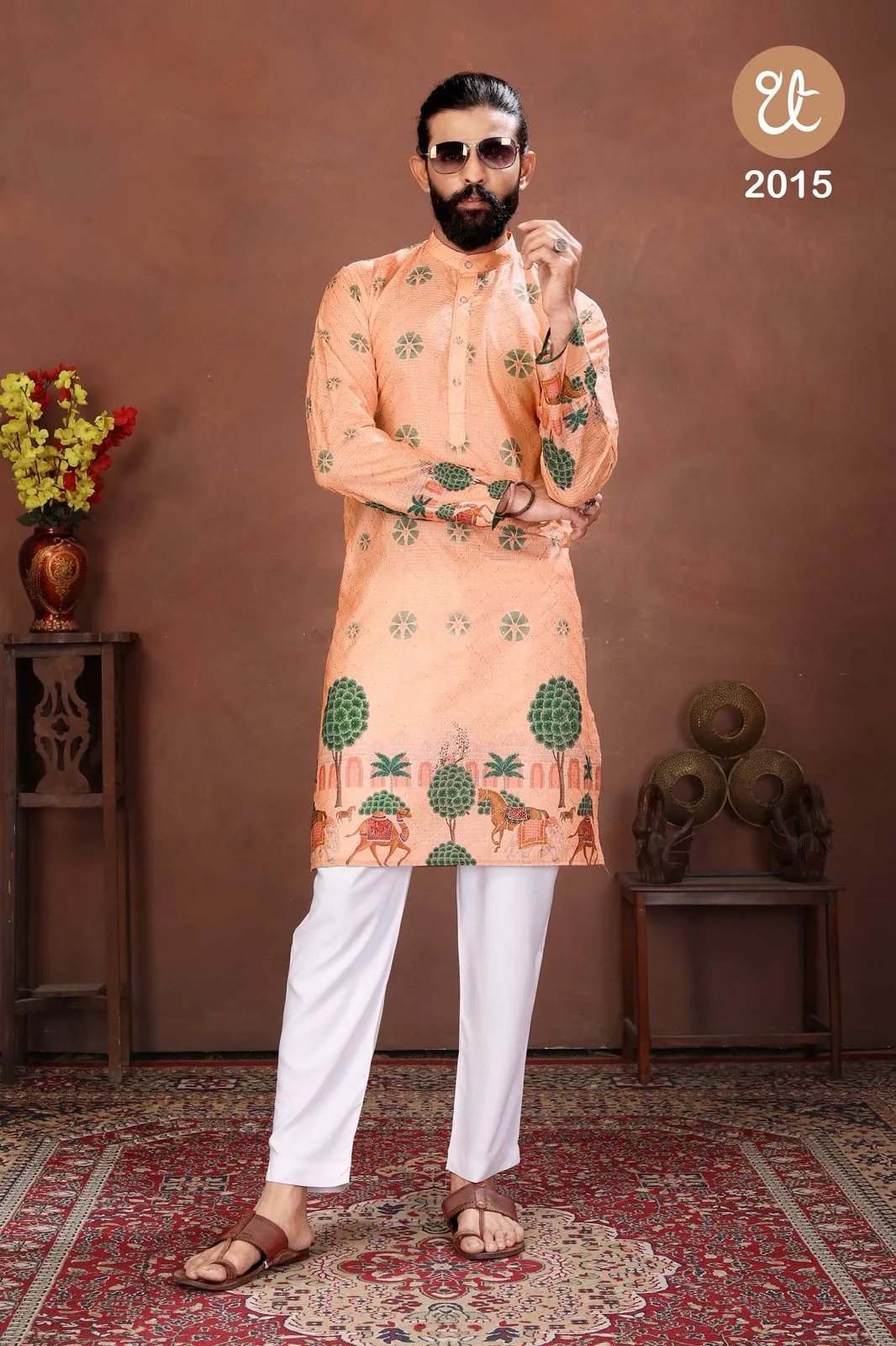 Buy Threadthrill Aaviyaar Vol 2 Peach Cotton Kurta Pajama Usa Online