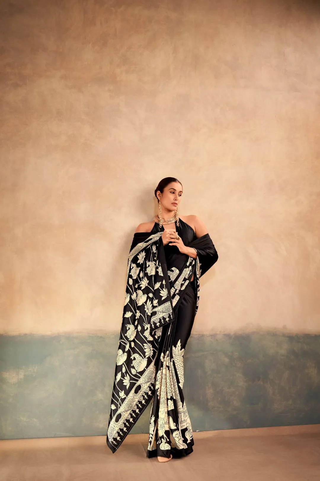 WMN 7208 Sahithya Satin Silk Kalamkari Printed Party Wear Saree Usa Online