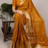 WMN 7208 Sahithya Satin Silk Kalamkari Printed Yellow Saree Usa Online