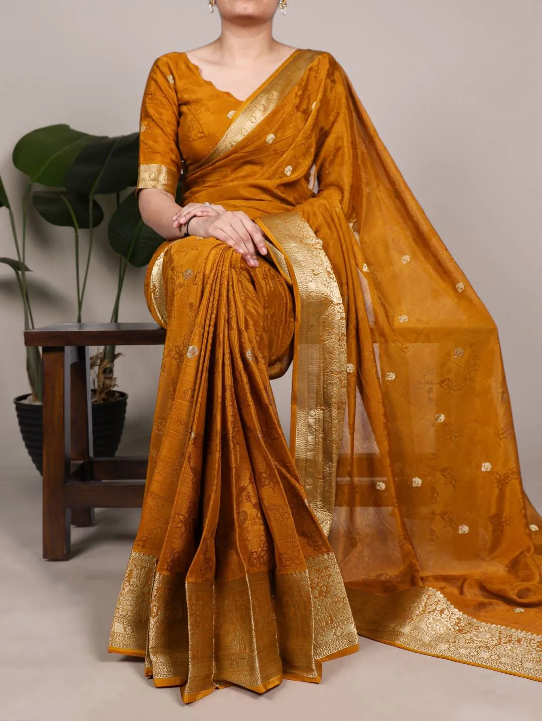 WMN 7208 Sahithya Satin Silk Kalamkari Printed Yellow Saree Usa Online