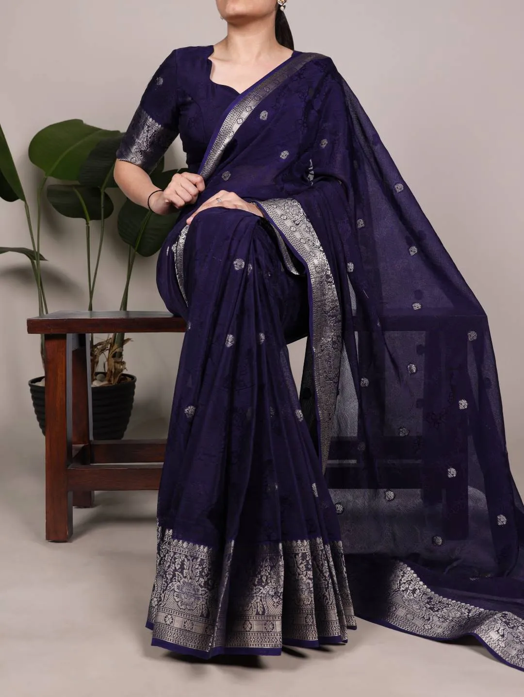 WMN 7208 Sahithya Satin Silk Kalamkari Printed Indigo Saree Usa Online