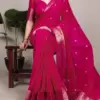 WMN 7208 Sahithya Satin Silk Kalamkari Printed Pink Saree Usa Online
