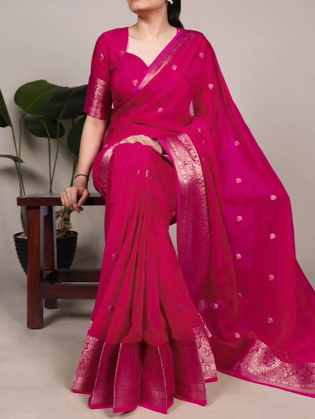 WMN 7208 Sahithya Satin Silk Kalamkari Printed Pink Saree Usa Online