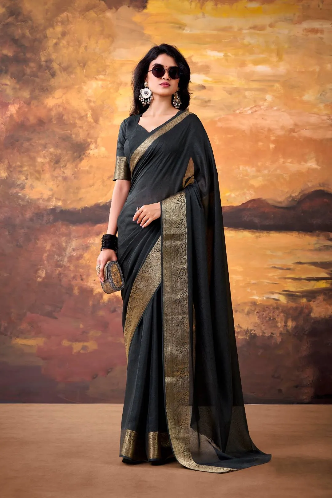 WMN 7908 Black Mass Mello Zari Weaving Work Saree Usa Online