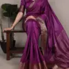 Buy WMN 7915 Plum Nylon Dola Silk Weaving Work Saree Online Usa