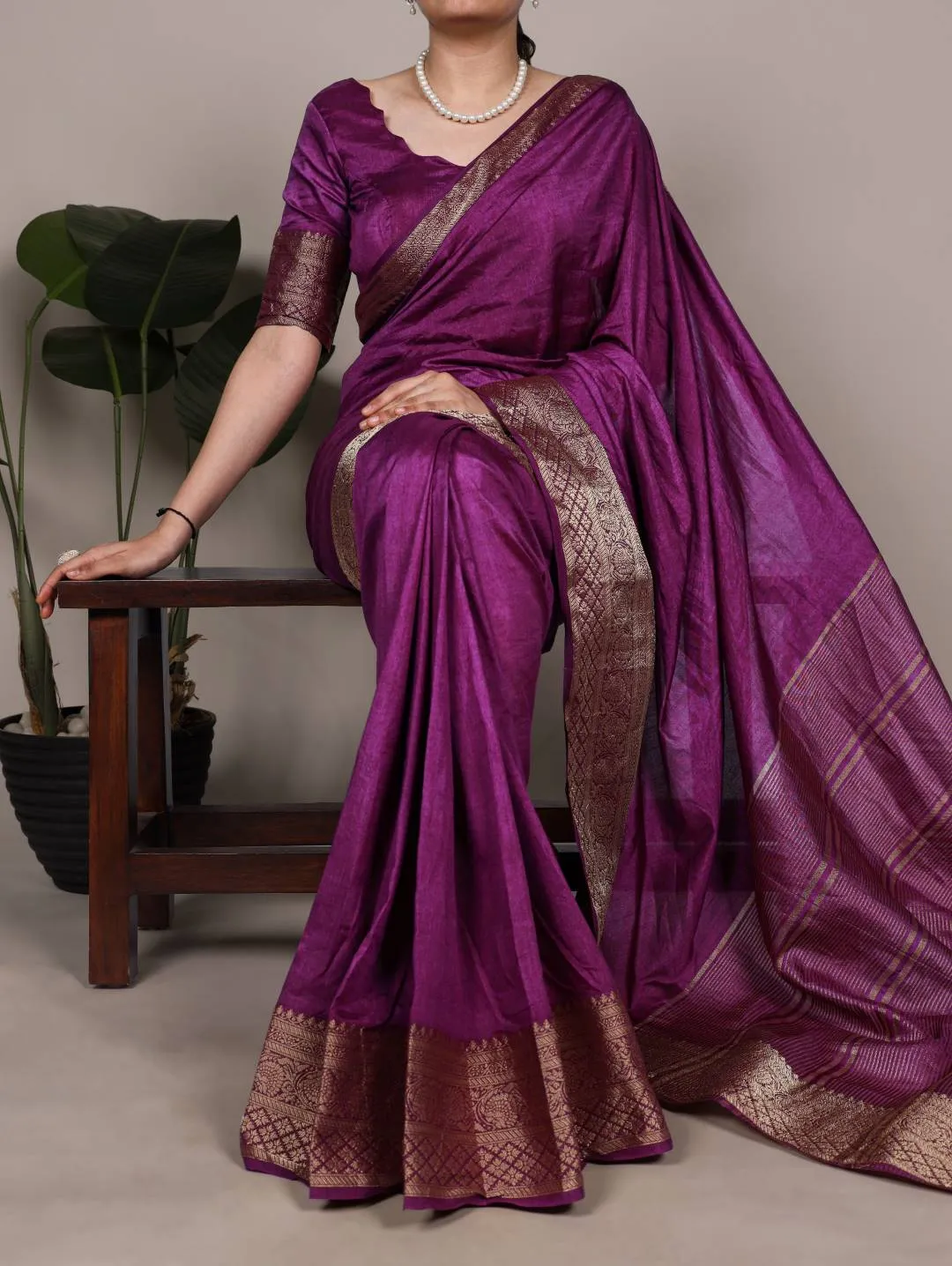 Buy WMN 7915 Plum Nylon Dola Silk Weaving Work Saree Online Usa