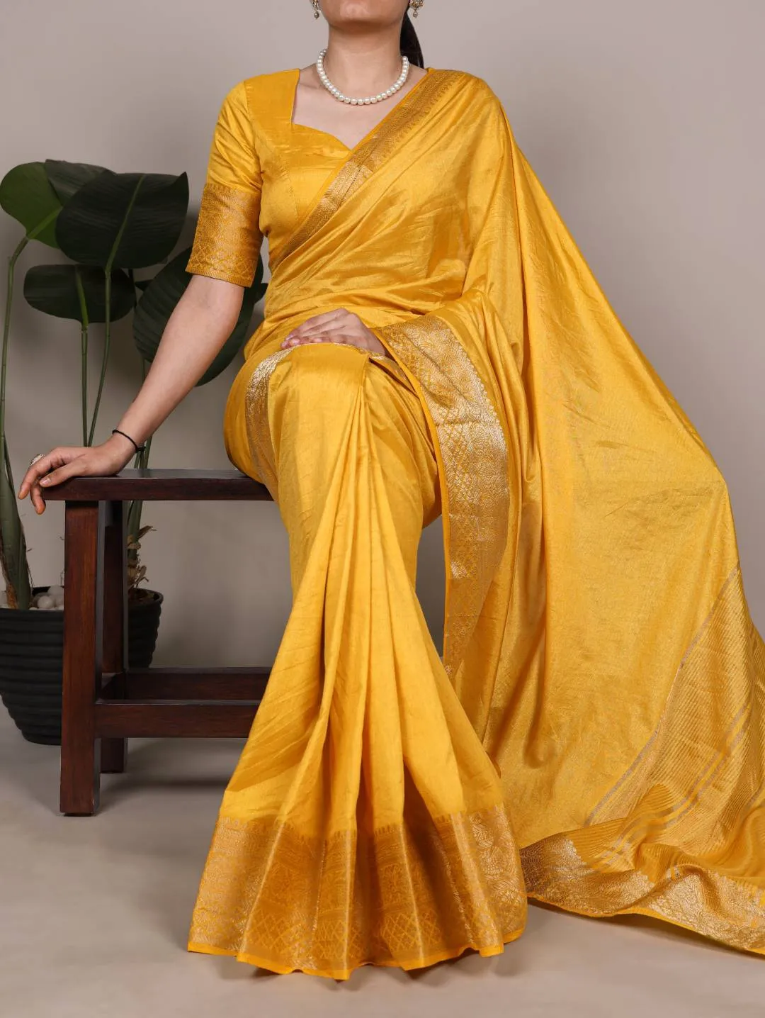Buy WMN 7915 Yellow Nylon Dola Silk Weaving Festival Saree Usa Online