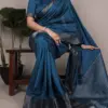 Buy WMN 7915 Blue Nylon Dola Silk Weaving Work Saree Online Usa