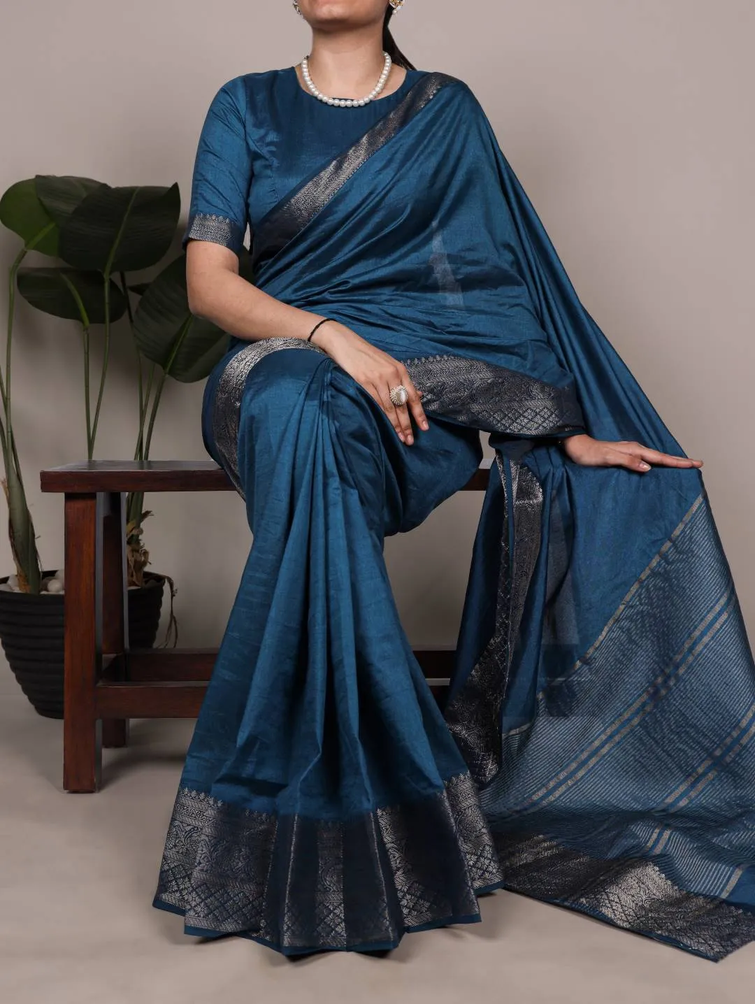 Buy WMN 7915 Blue Nylon Dola Silk Weaving Work Saree Online Usa