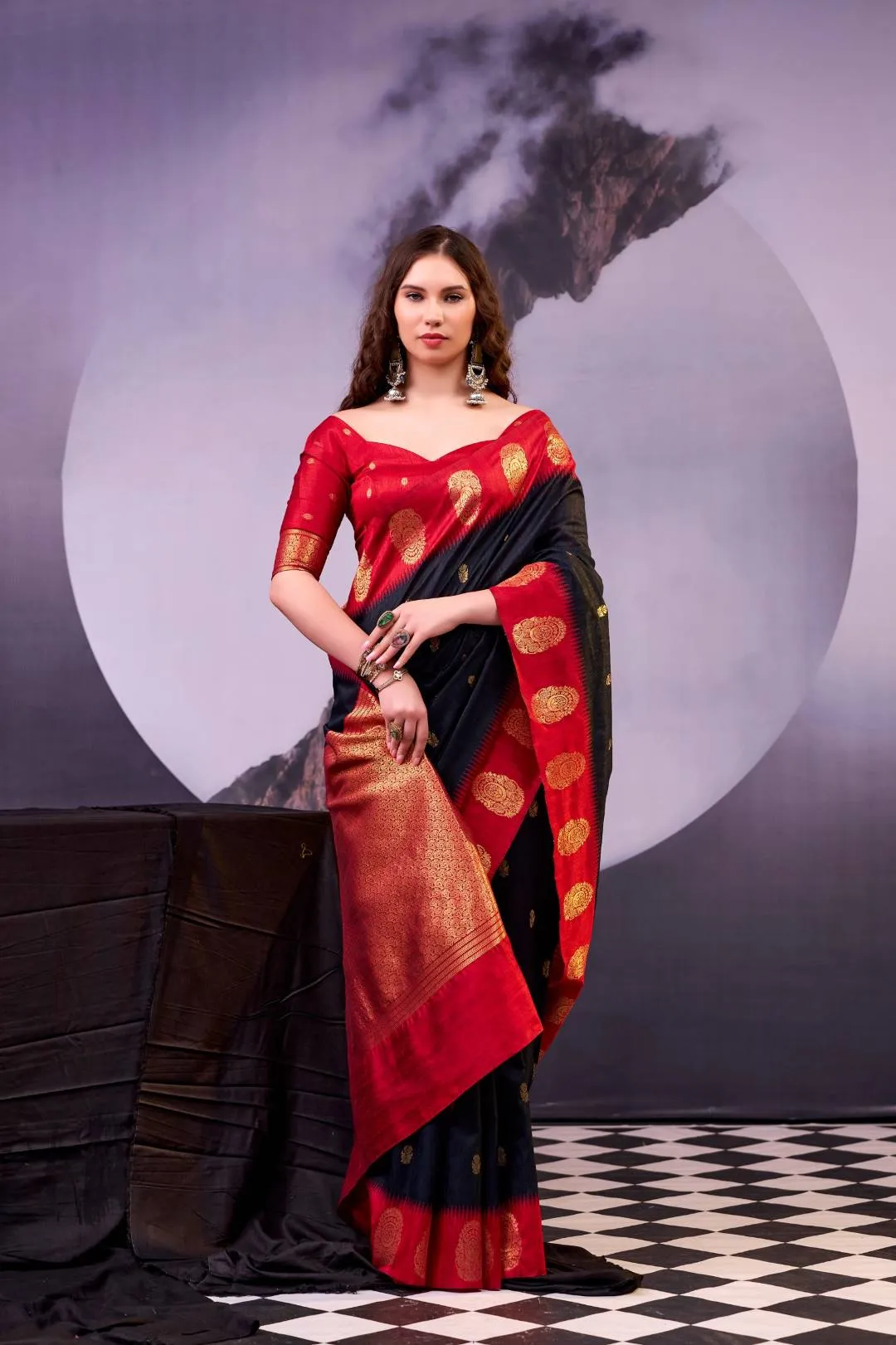 Buy WMN 8002 Poly Cotton Black Kalindi Zari Weaving Work Saree Usa Online