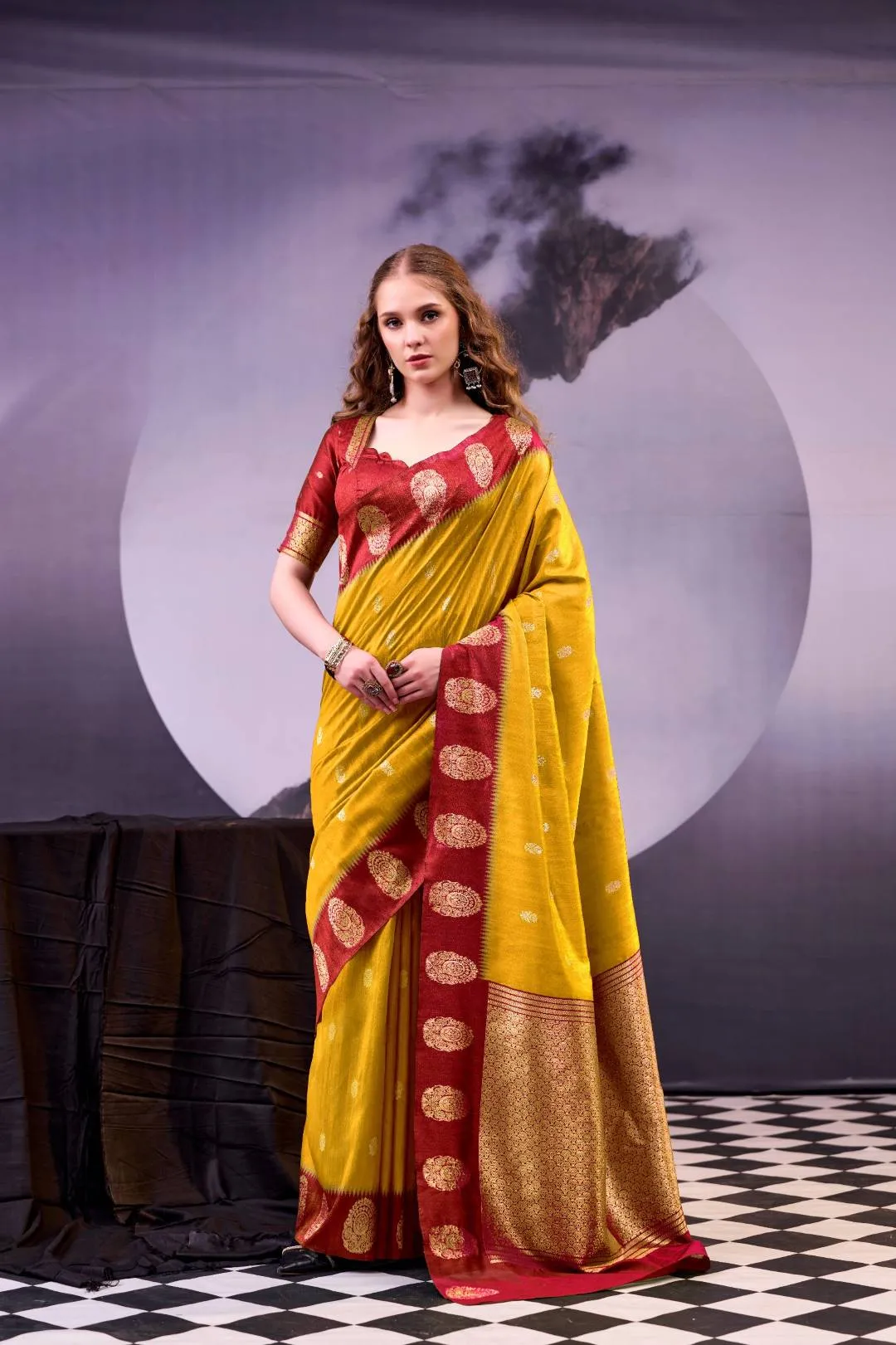 Buy WMN 8002 Poly Cotton Gold Kalindi Weaving Festival Saree Online Usa