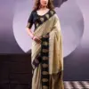 Buy WMN 8002 Poly Cotton Beige Kalindi Zari Work Saree Usa Online