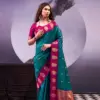 Buy WMN 8002 Poly Cotton Teal Kalindi Zari Festival Saree Usa Online