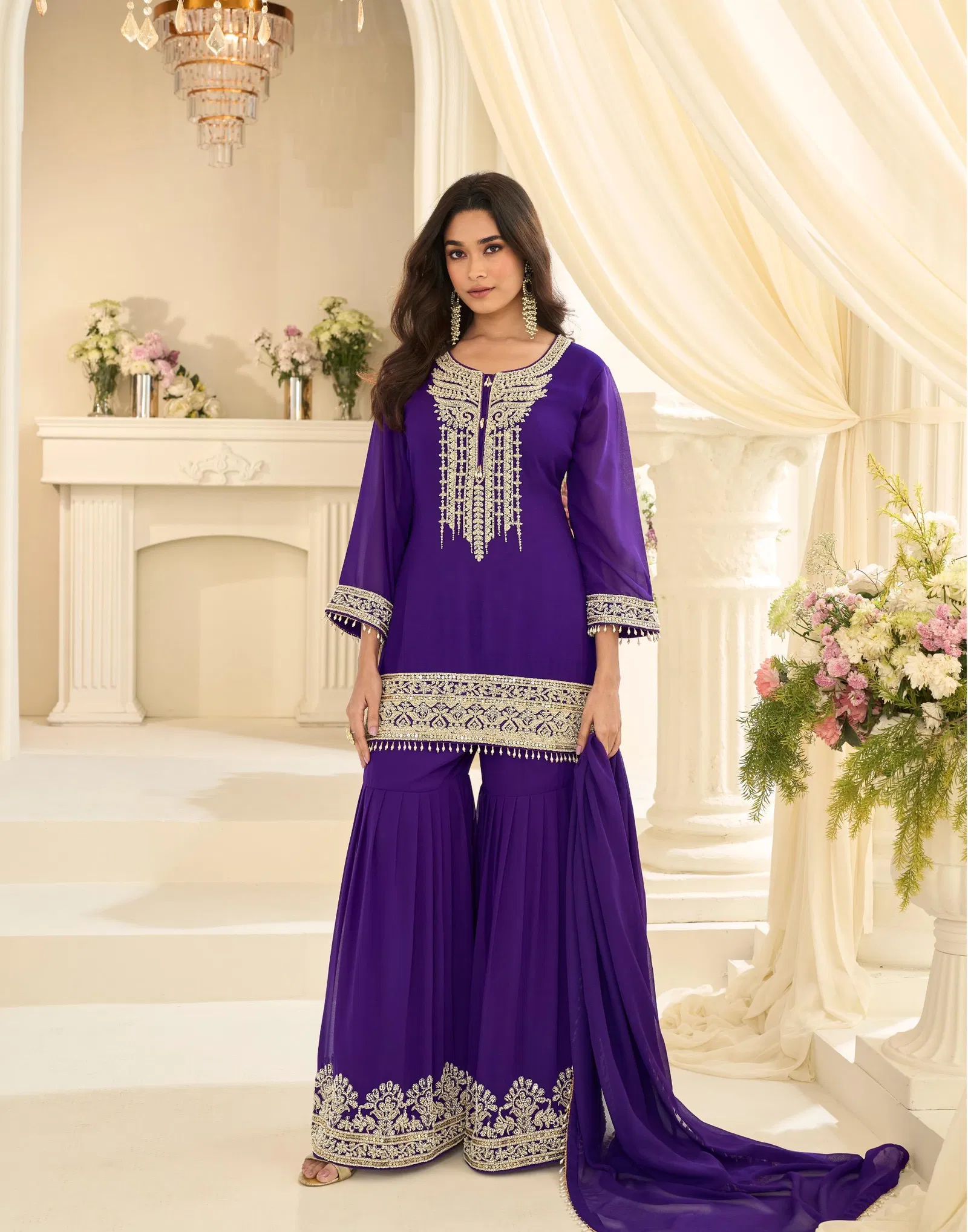 Sayuri Bansuri Georgette Embroidery Work Top Bottom Dupatta Collection Usa