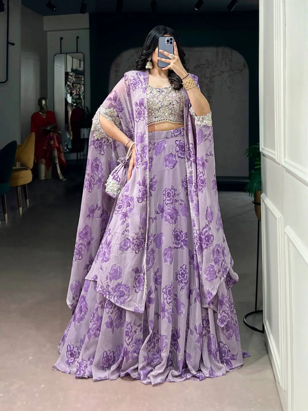 WMN 1144 Georgette Thread Embroidery Party Wear Lehenga Choli