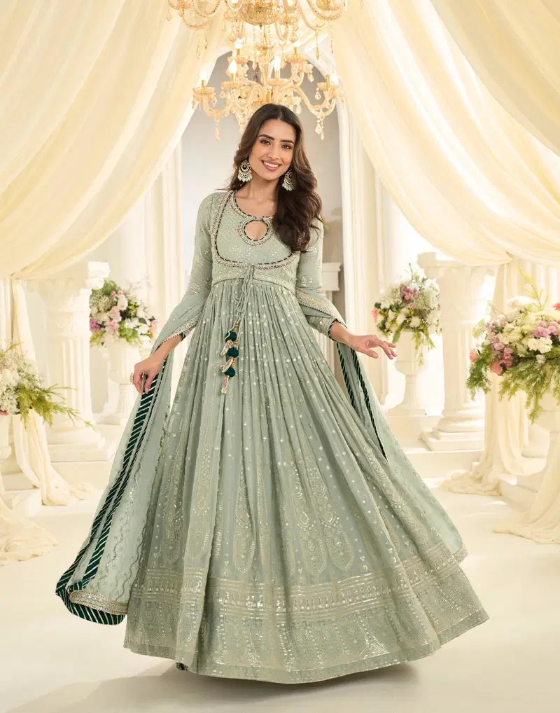 Sayuri Shabina Georgette With Embroidered Gown And Dupatta Collection Usa