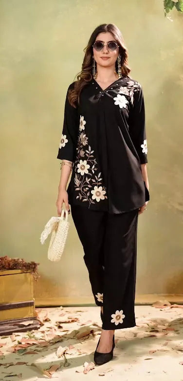 Lila 161 Rayon Embroidery Thread Work Office & Party Wear Co Ords Set Usa