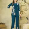 Lila 161 Rayon Embroidery Thread Work Office & Party Wear Co Ords Set Usa