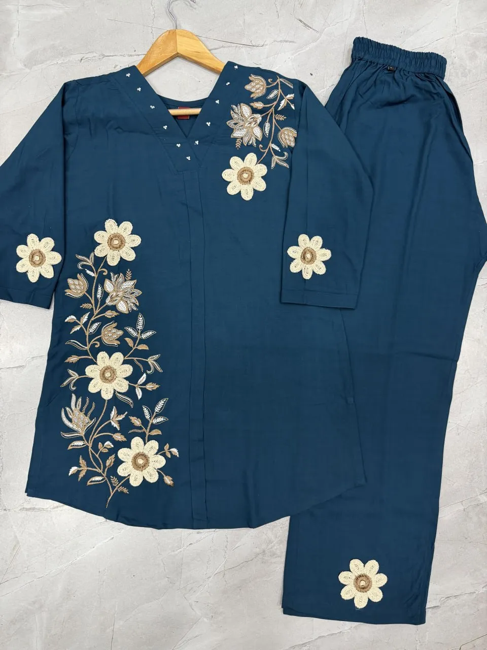 Lila 161 Rayon Embroidery Thread Work Office & Party Wear Co Ords Set Usa