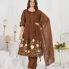 Lila 159 Cotton Thread Embroidery Festival Anarkali Readymade Dress Usa