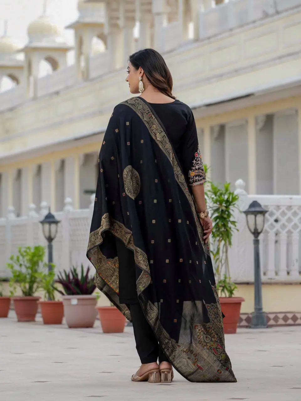 Lila 125 Roman Silk Embroidery Readymade Dress Wholesale