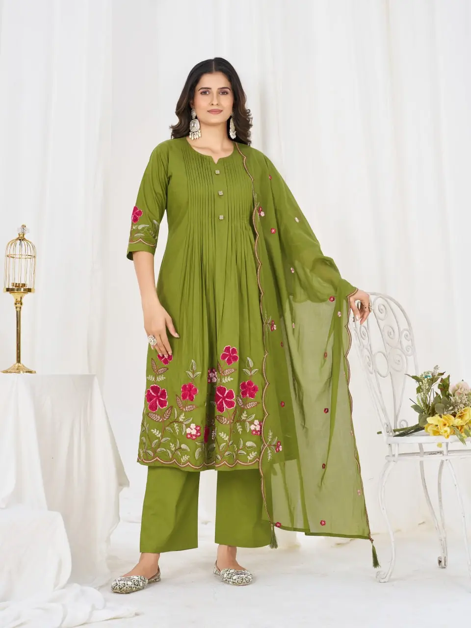Lila 159 Cotton Thread Embroidery Anarkali Readymade Dress