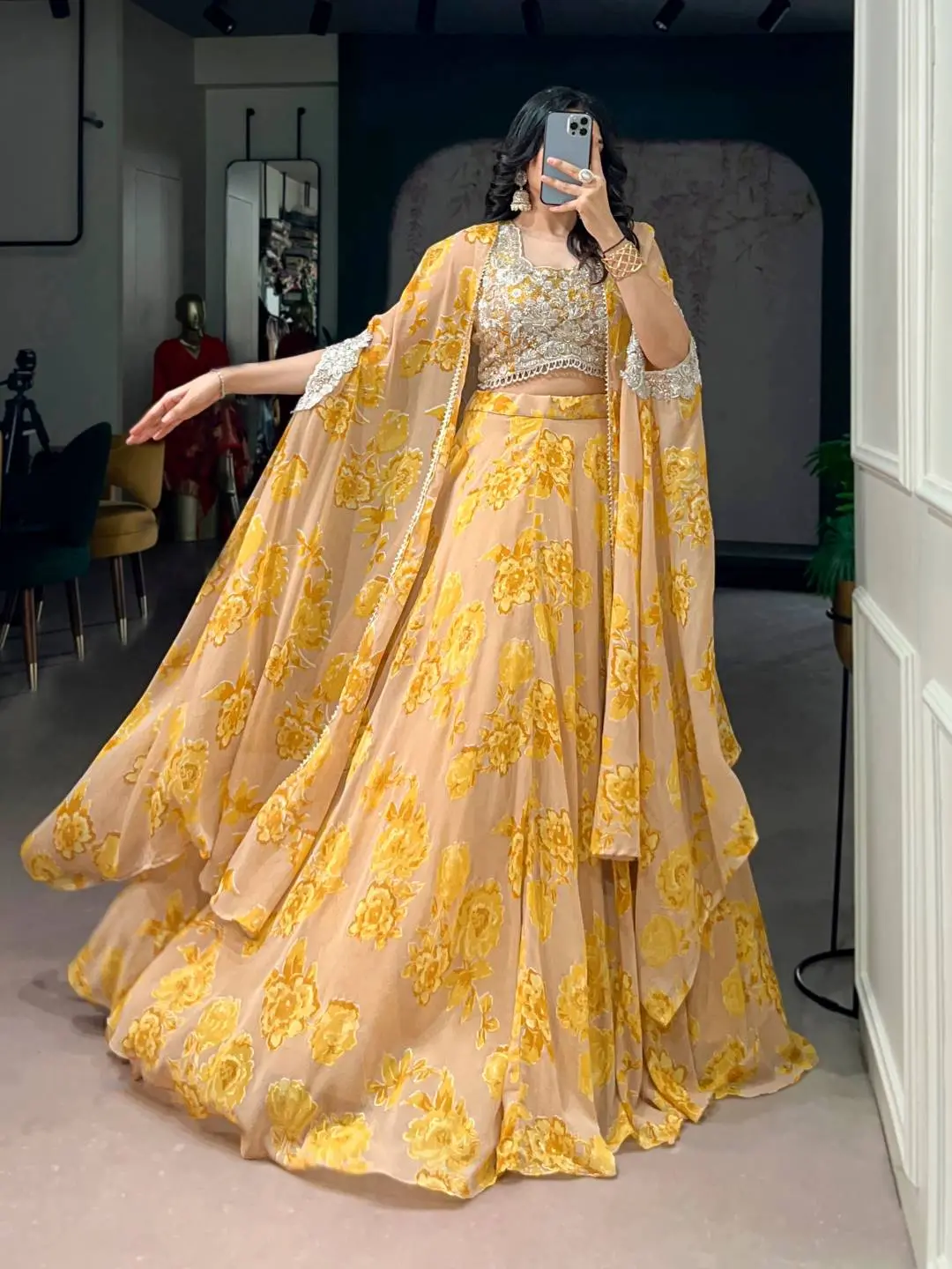 WMN 1144 Georgette Embroidery Work Party Wear Lehenga Choli Usa
