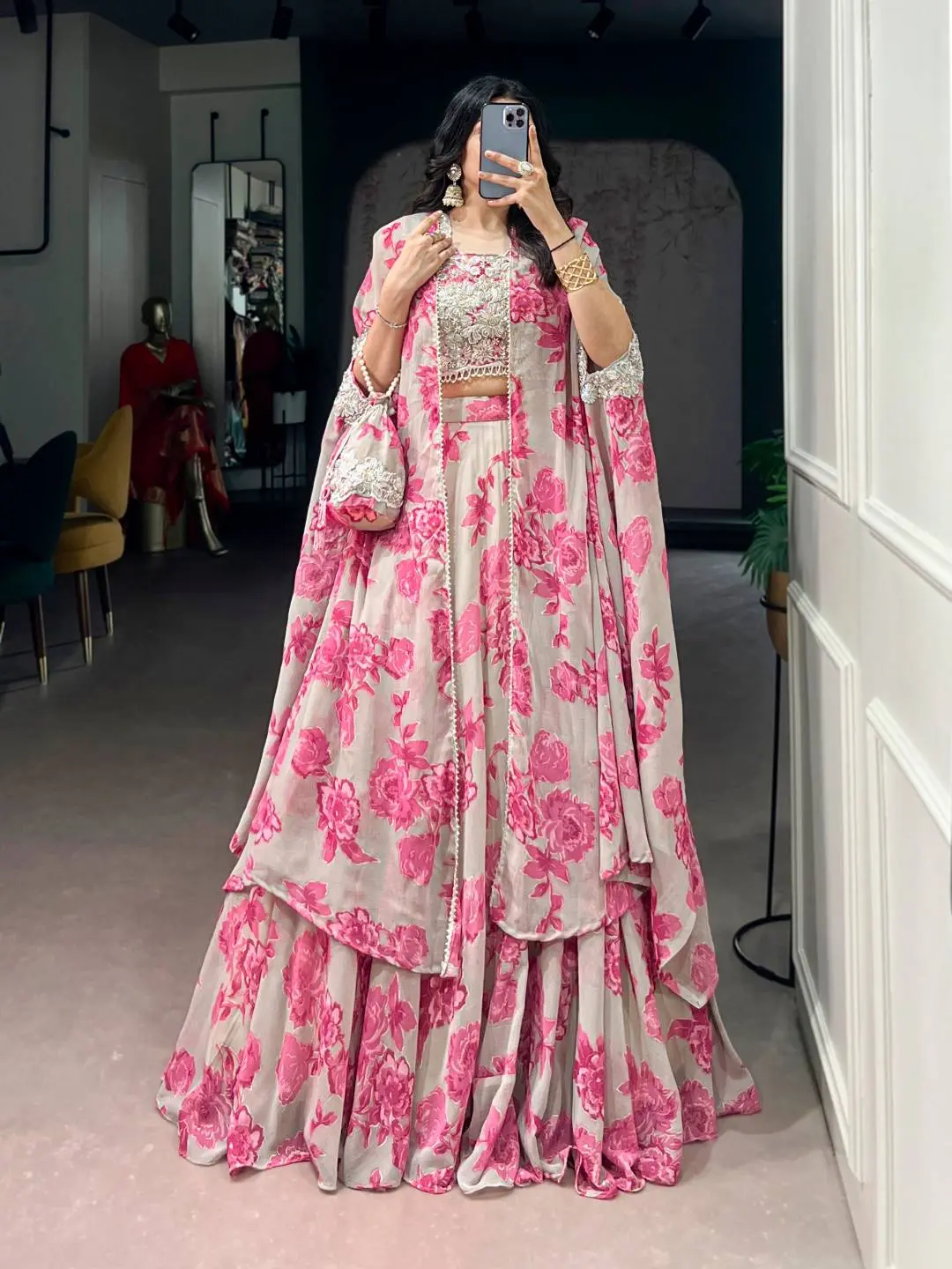 WMN 1144 Georgette Thread Embroidery Party Wear Lehenga Choli