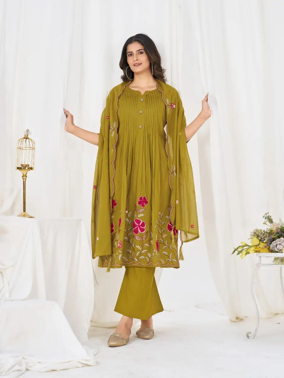 Lila 159 Cotton Thread Embroidery Festival Anarkali Readymade Dress