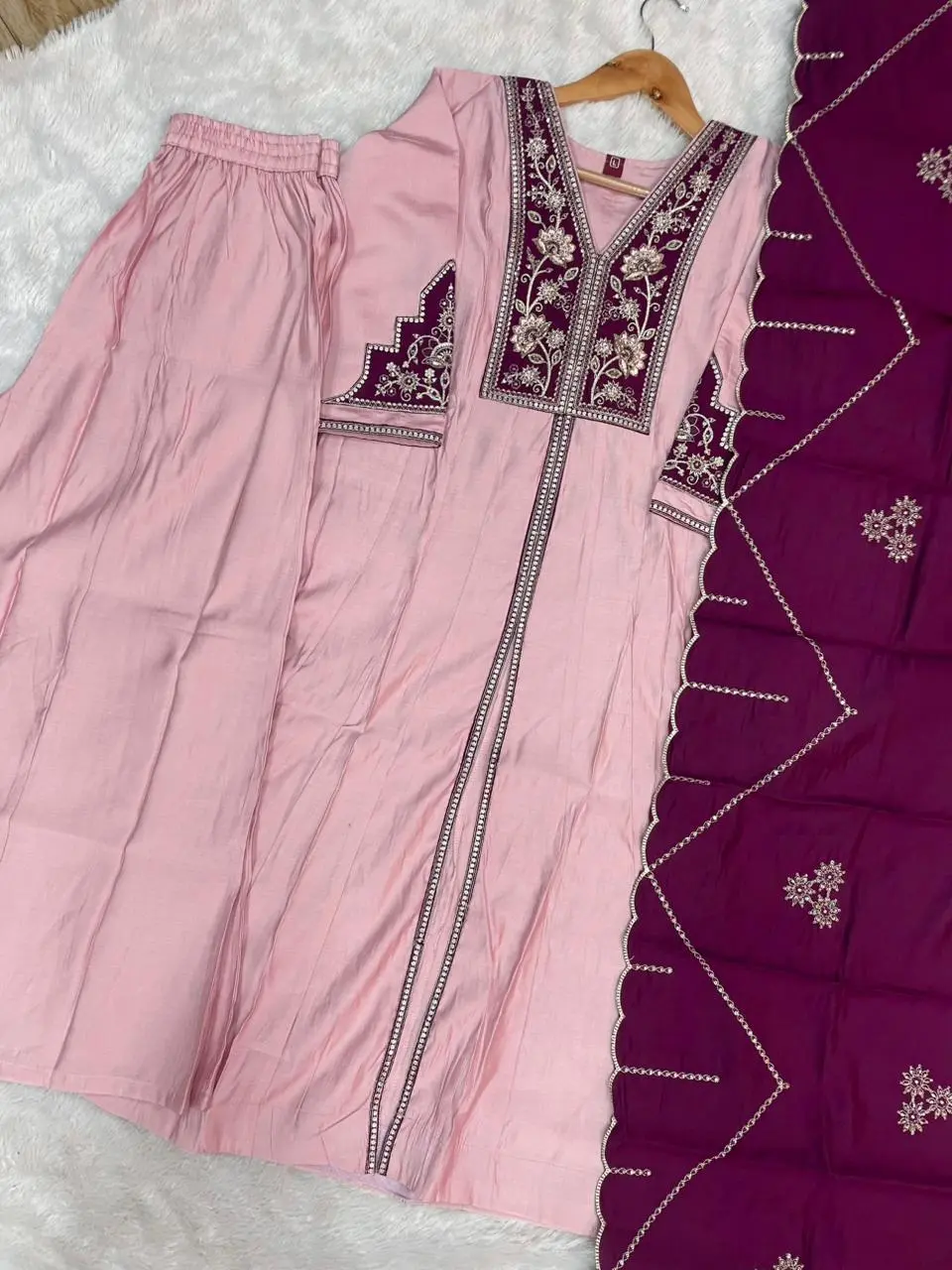 Lila 152 Roman Silk Embroidery Anarkali Readymade Dress Collection Usa
