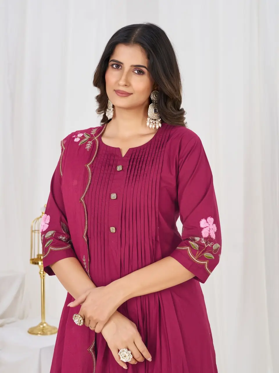 Lila 159 Cotton Thread Embroidery Work Anarkali Readymade Dress Collection