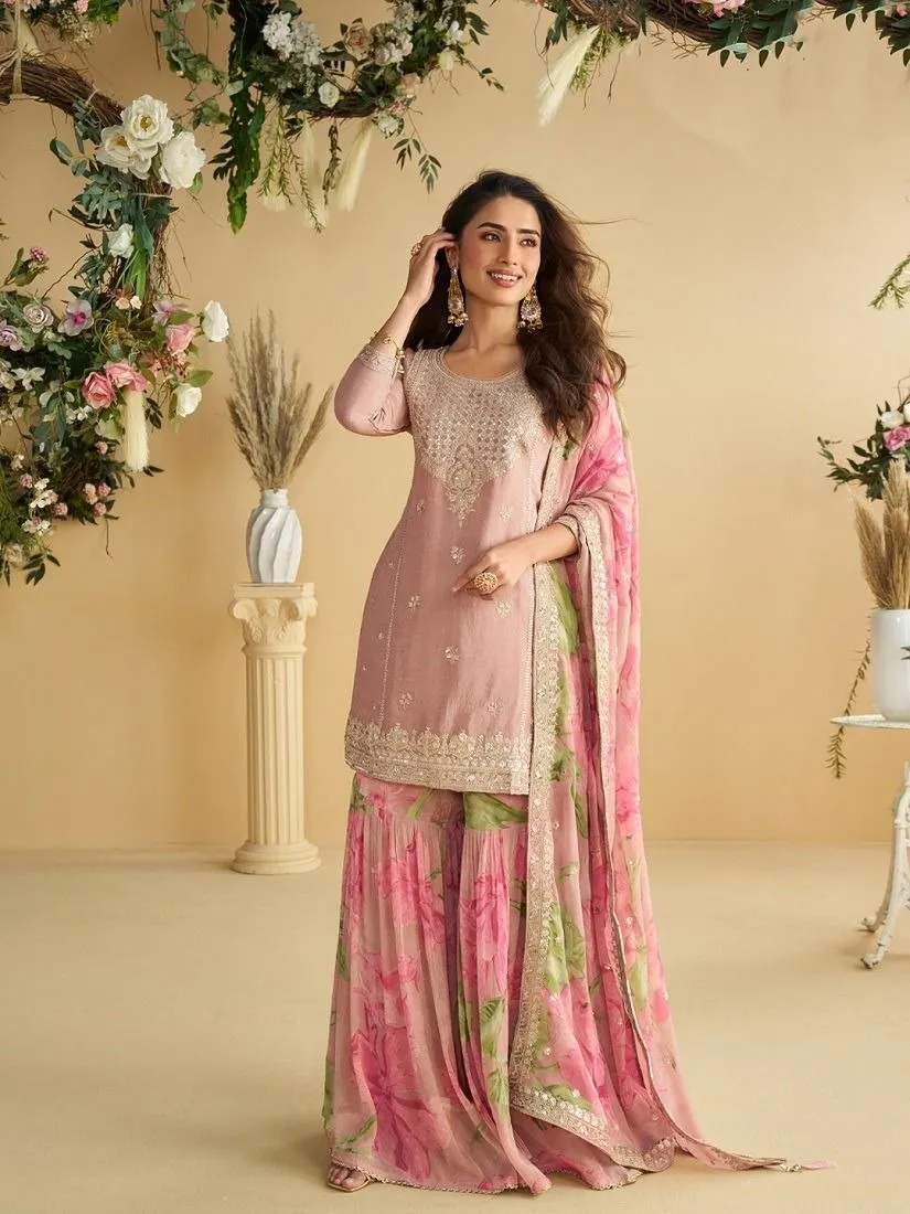 Sayuri 10071 Chinon Silk Embroidery Pakistani Gharara Suit With Dupatta Usa