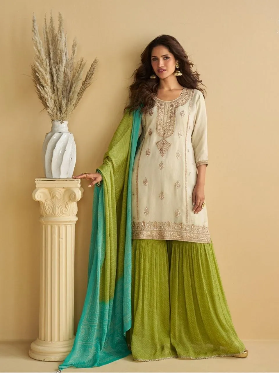 Sayuri 10071 Chinon Silk Embroidery Pakistani Gharara Suit Collection Usa