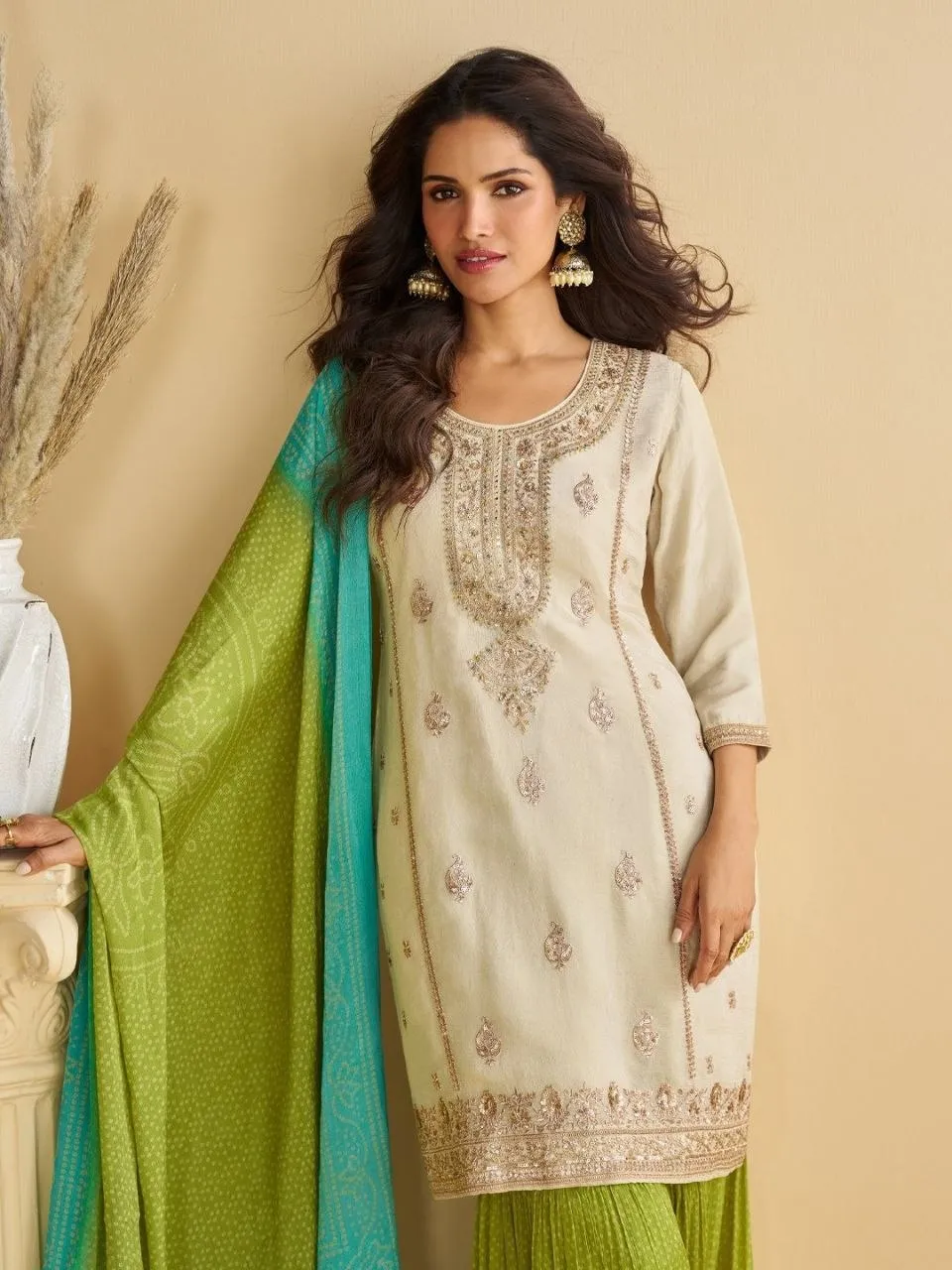 Sayuri 10071 Chinon Silk Embroidery Pakistani Gharara Suit Collection Usa