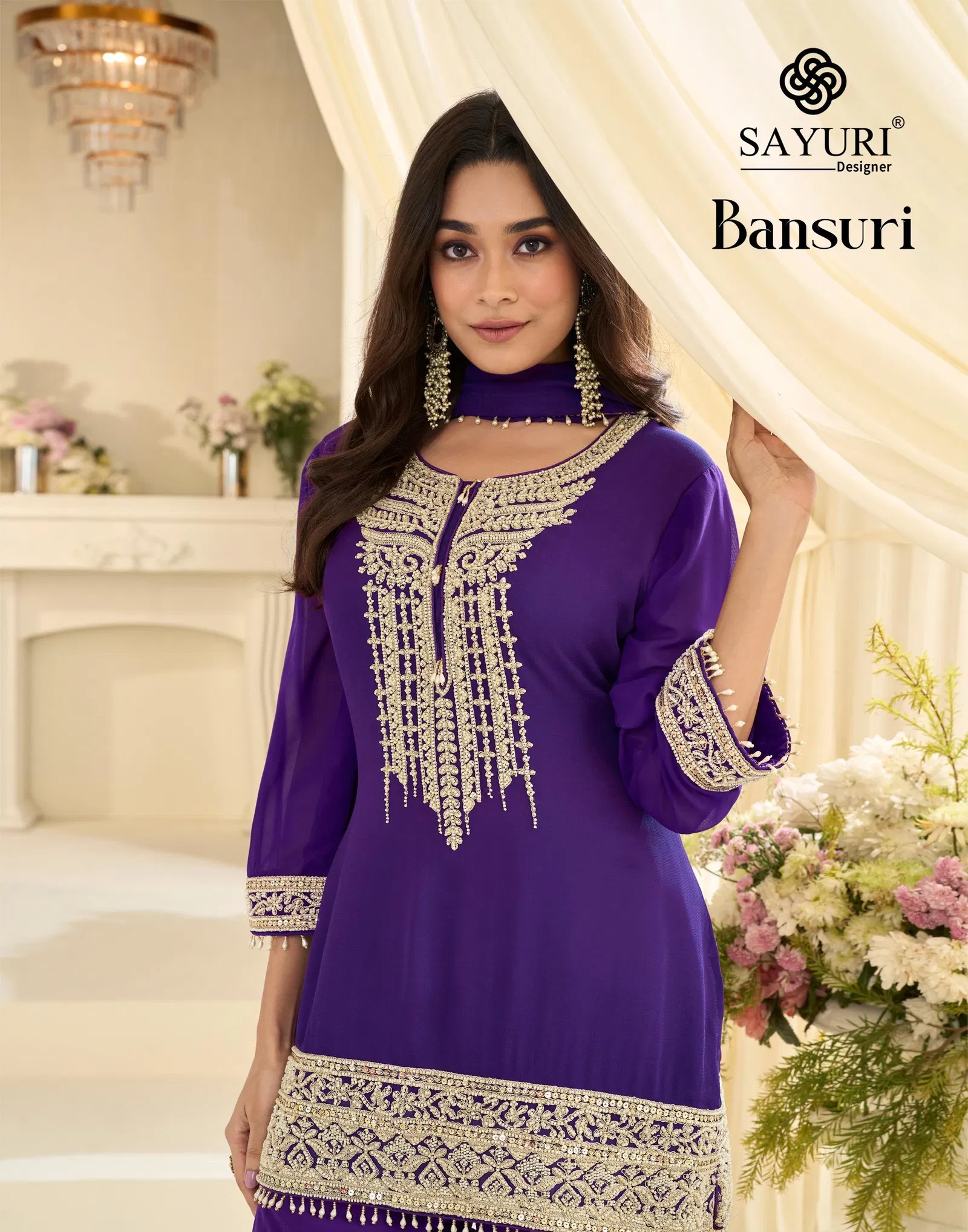 Sayuri Bansuri Georgette Embroidery Work Top Bottom Dupatta Collection Usa
