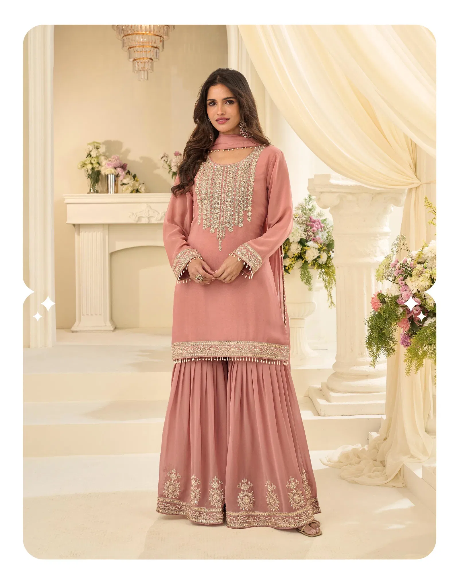 Sayuri Bansuri Georgette Embroidery Work Top Bottom Dupatta Wholesale