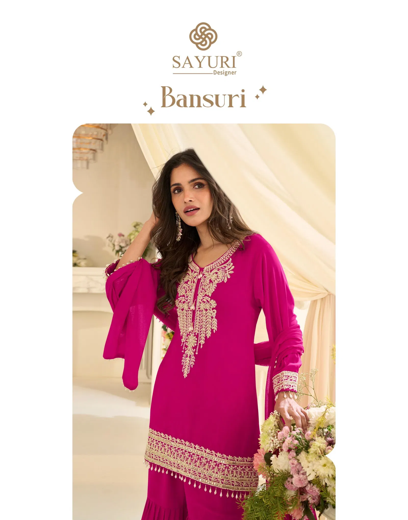 Sayuri Bansuri Georgette Embroidery Work Top Bottom Dupatta Usa