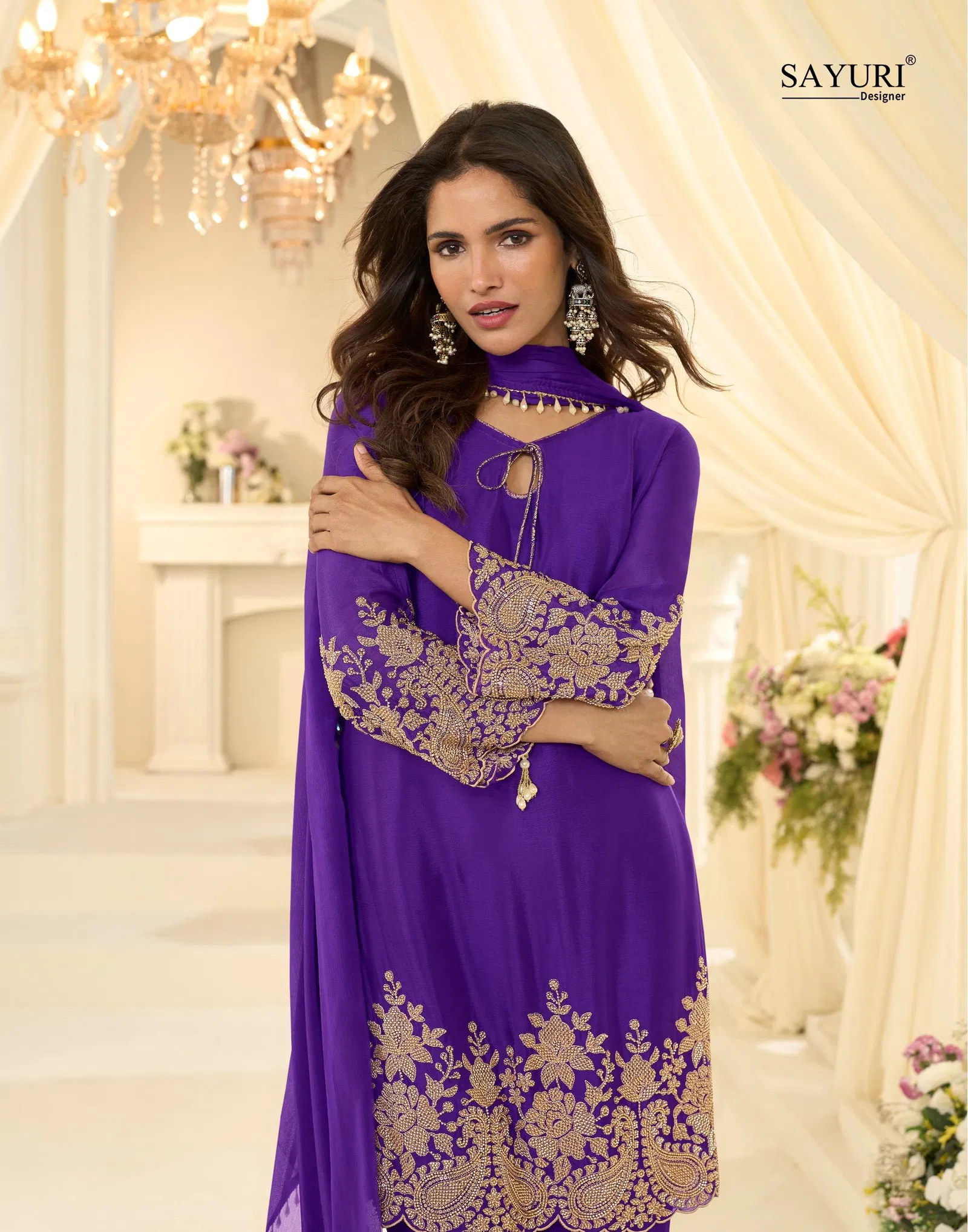 Sayuri Beads Chinon Silk With Beads Work Top Bottom Dupatta Collection Usa
