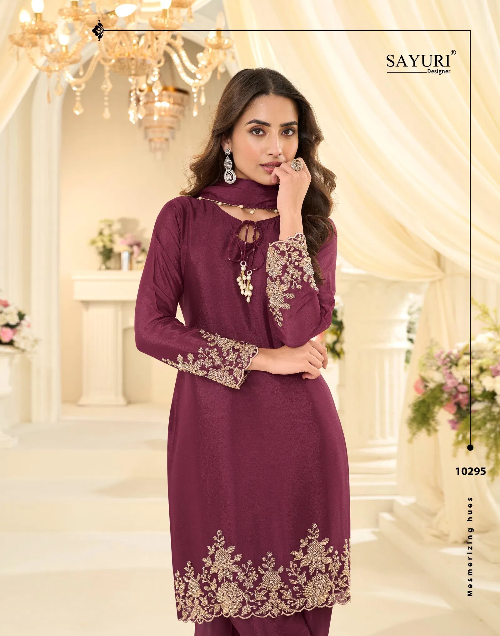 Sayuri Beads Chinon Silk With Beads Work Top Bottom Dupatta Wholesale Usa