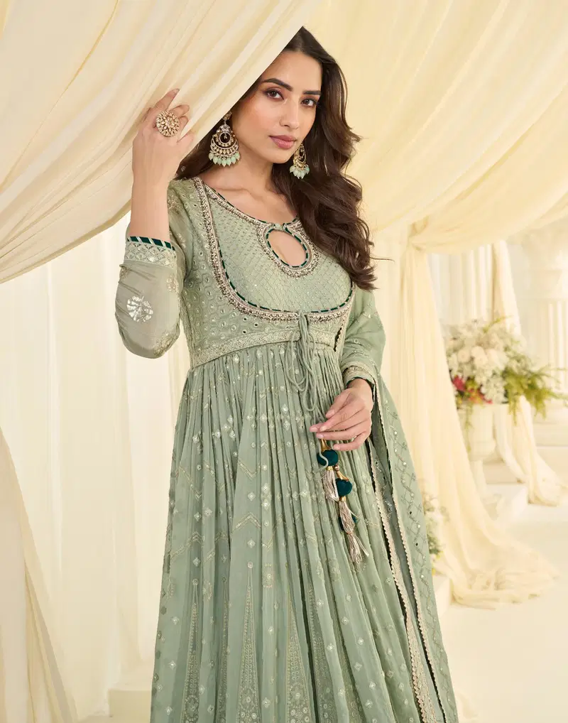 Sayuri Shabina Georgette With Embroidered Gown And Dupatta Collection Usa