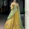 WMN 1466 Moss Silk Thread Embroidery Work Lehenga Wholesale Surat Usa