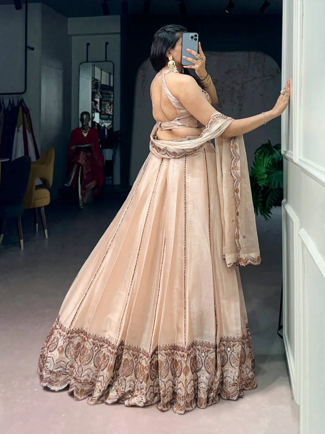 WMN 1476 Spider Crush Thread Embroidery Work Party Wear Lehenga Choli Usa