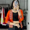 WMT 8059 Orange Rayon Cotton Gota Patti Navratri Chaniya Choli Multi Color